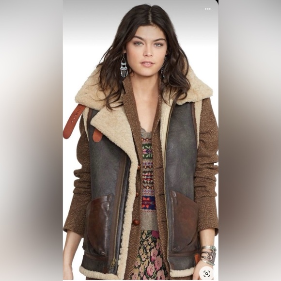 Ralph Lauren Shearling & Leather Full Zip Vest.  NWOT. Heirloom quality - Picture 5 of 13